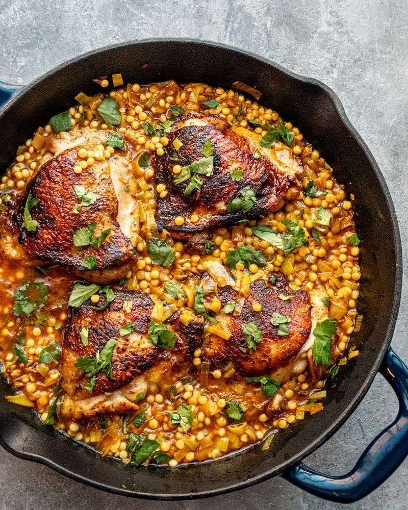Harissa Chicken Thighs with Couscous