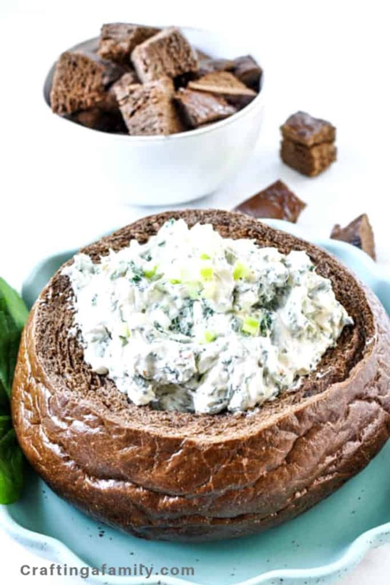Spinach Dip in a Bread Bowl