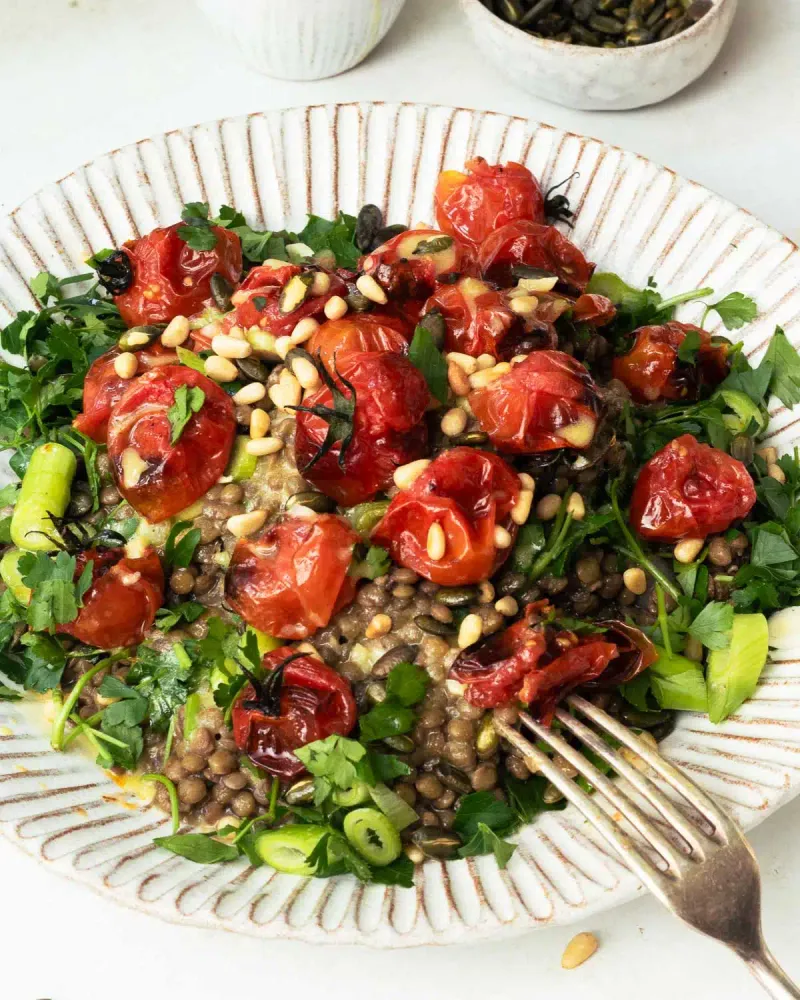 Warm Lentil And Roasted Tomato Salad