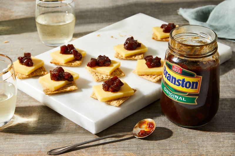 Cheese and Pickle on Crackers