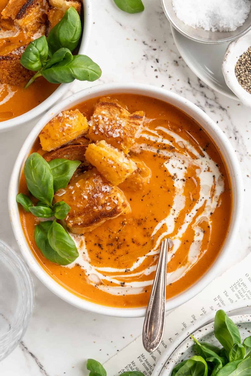Tomato Basil Soup from a Can, Elevated