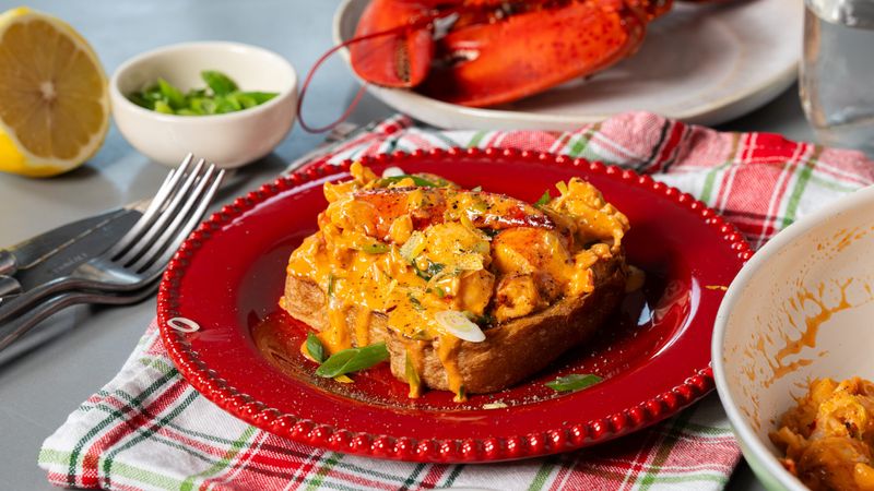 Lobster Scrambled Eggs on Brioche Toast