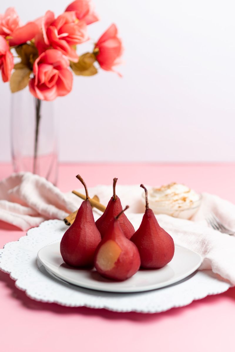 Champagne Poached Pears with Mascarpone