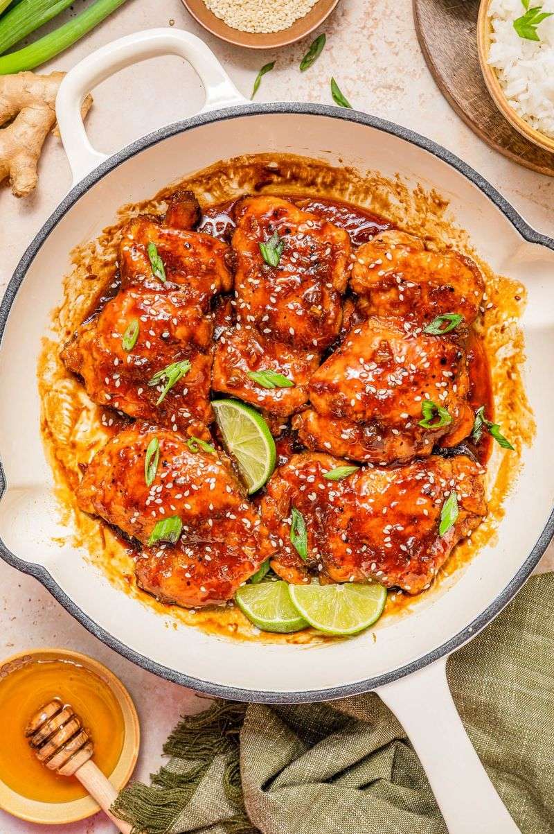 Sticky Sesame Ginger Chicken Thighs
