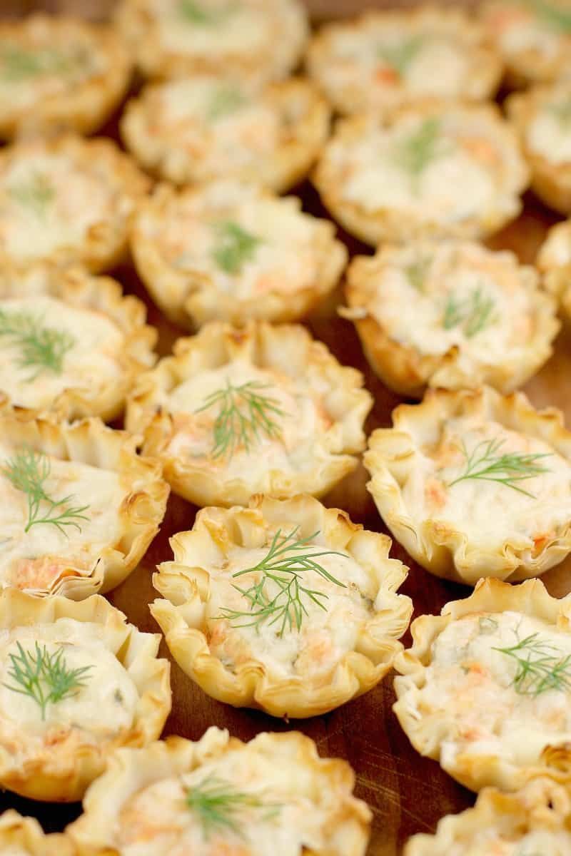 Mini Smoked Salmon Tarts with Dill Cream