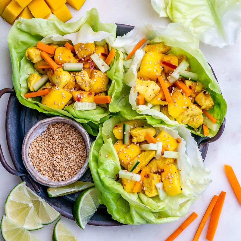 Mango Chicken Lettuce Wraps