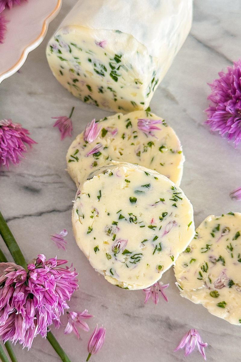 Chive Blossom Compound Butter