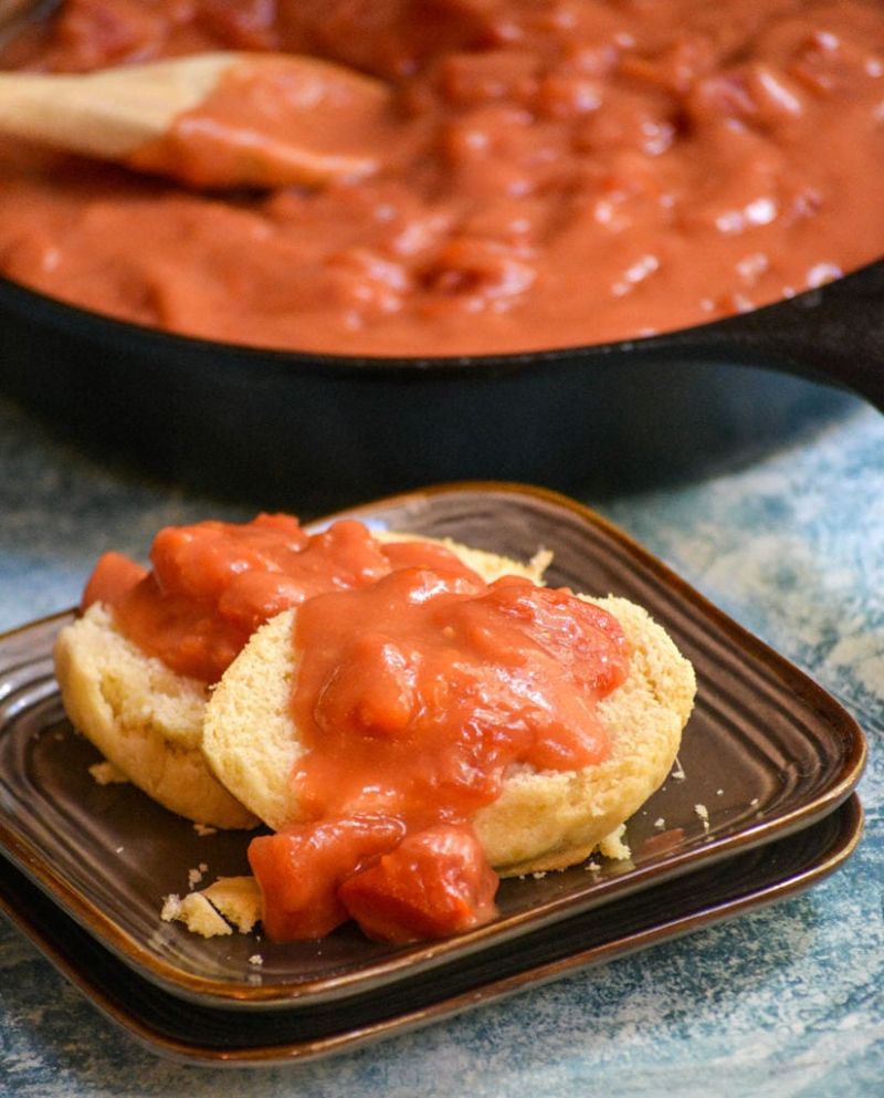 Tomato Gravy Over Biscuits
