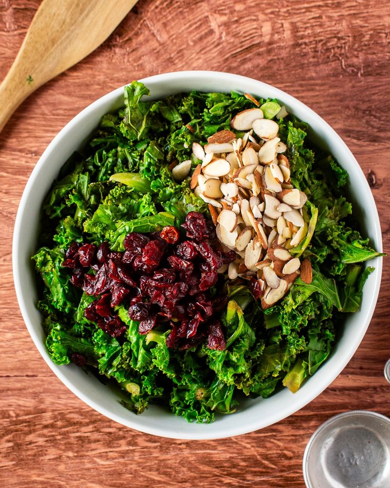 Wilted Kale with Cranberries and Almonds