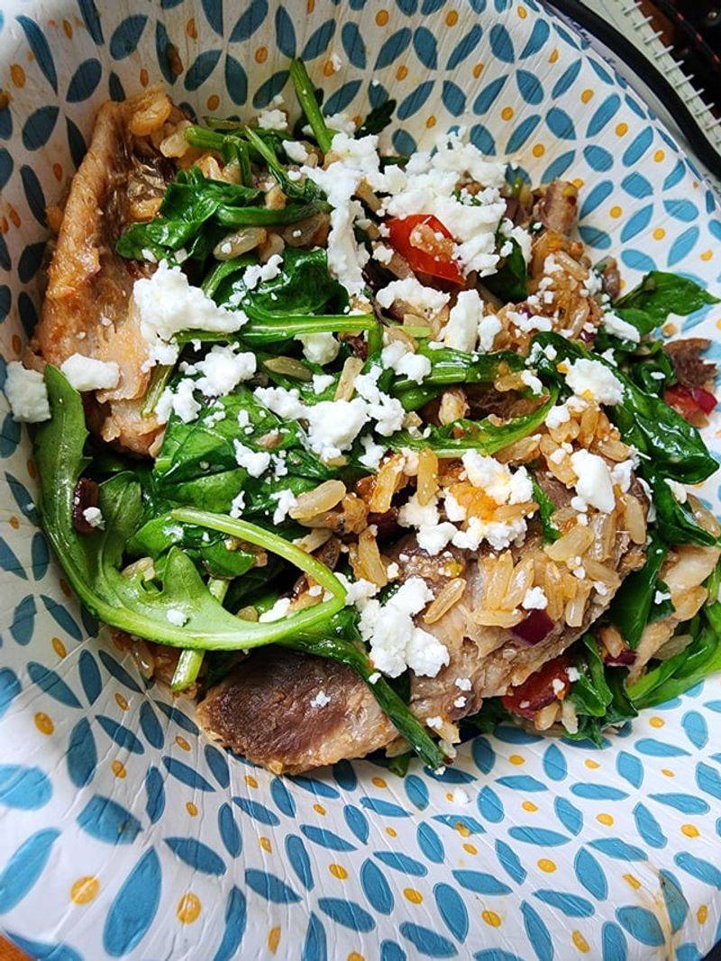 Sardine and Tomato Breakfast Bowl with Brown Rice