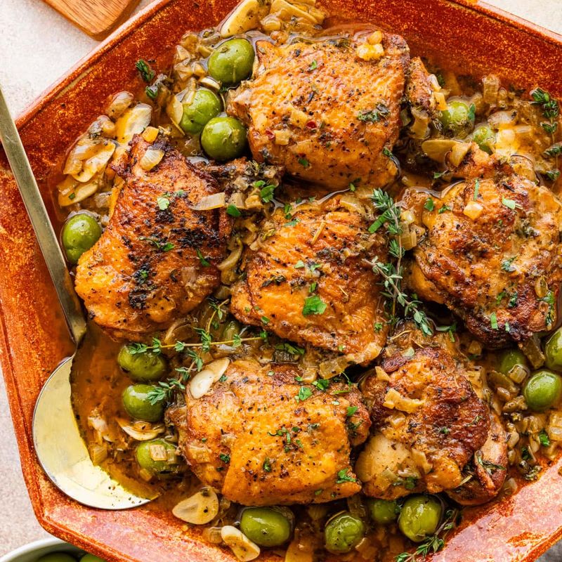 Braised Chicken Thighs with Olives and Tomatoes