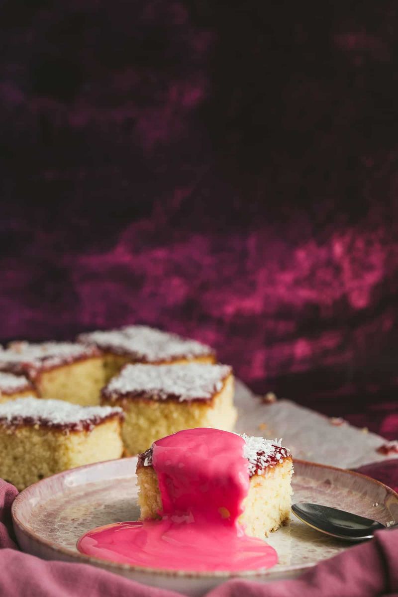 Sponge Cake with Pink Custard