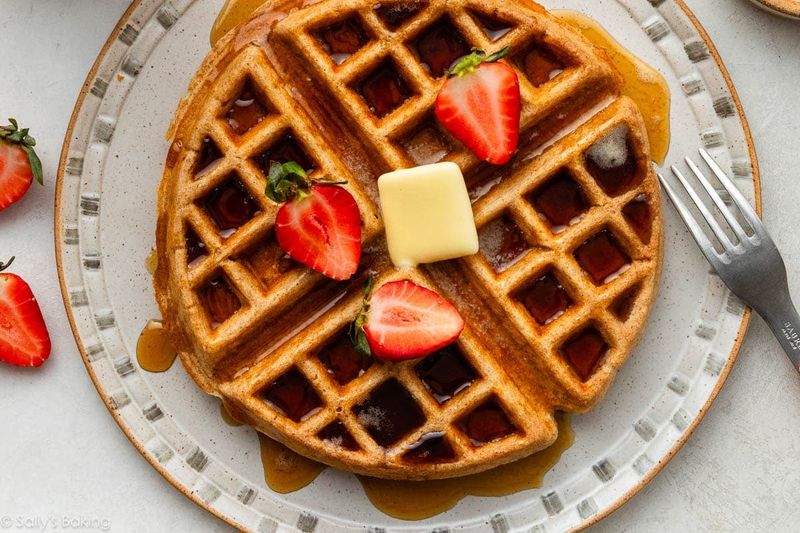 Whole Grain Waffles with Fresh Strawberries