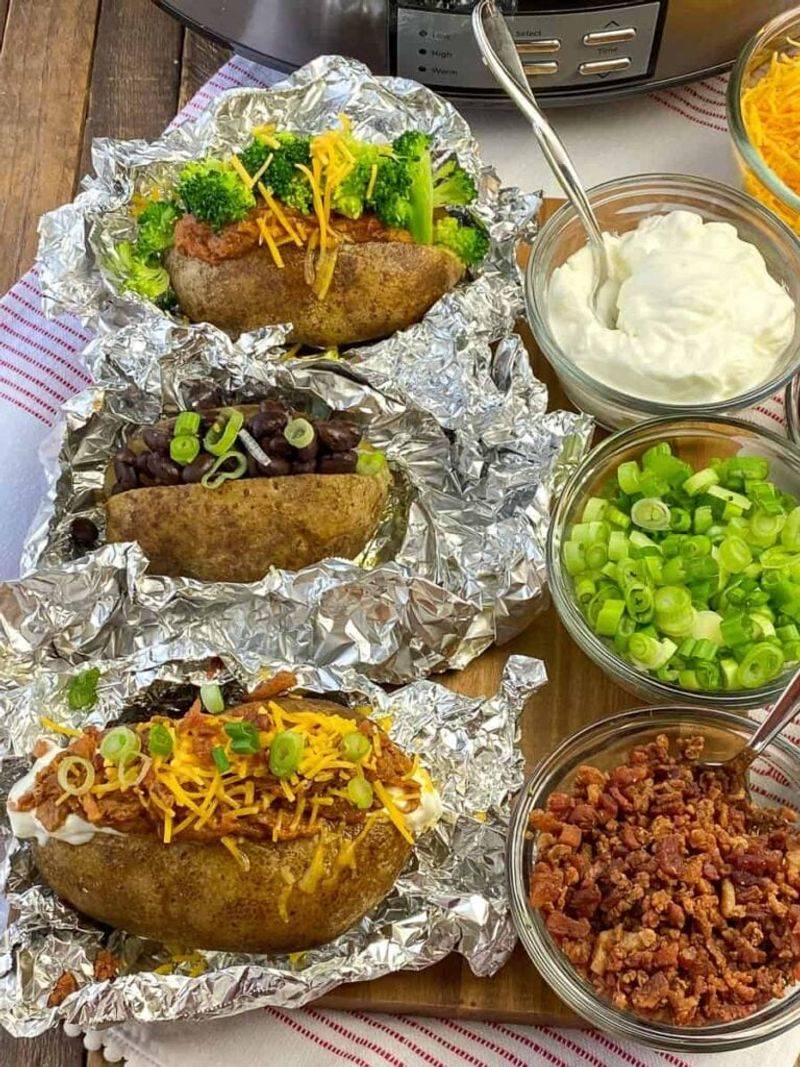 Loaded Baked Potatoes With Toppings Bar