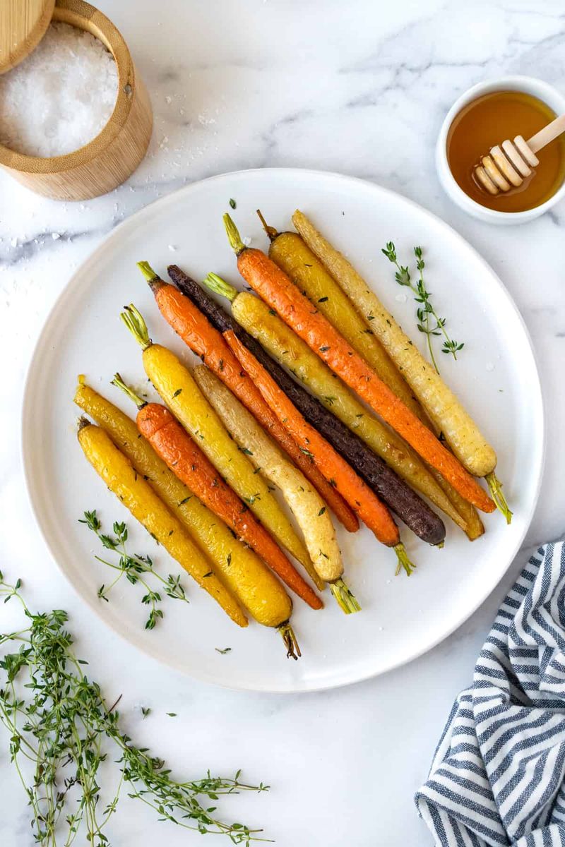 Roasted Rainbow Carrots with Honey Glaze