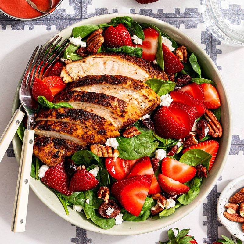 Strawberry Spinach Salad with Grilled Chicken