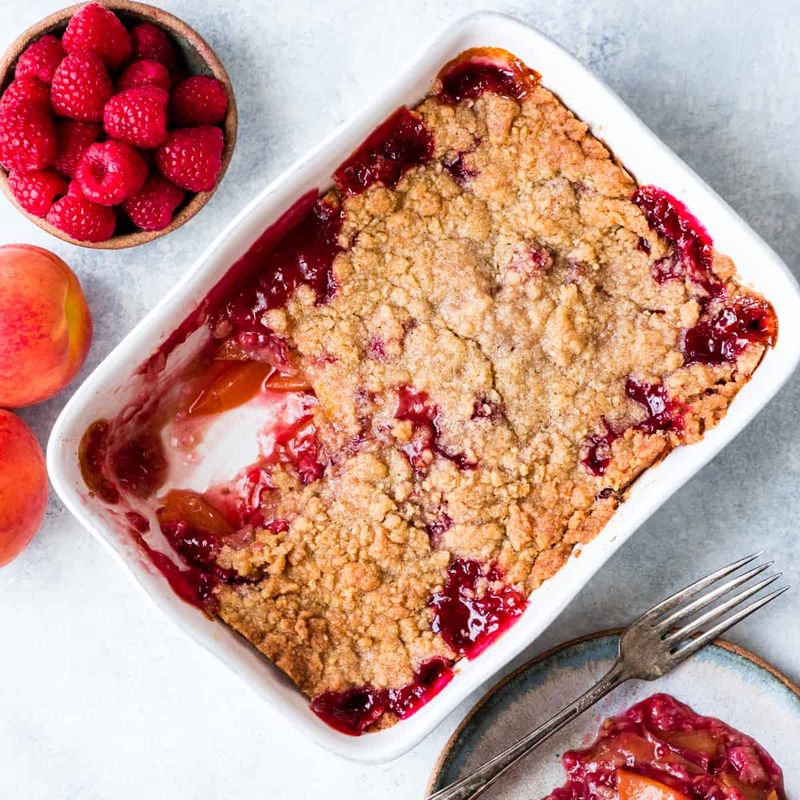 Peach and Raspberry Crumble