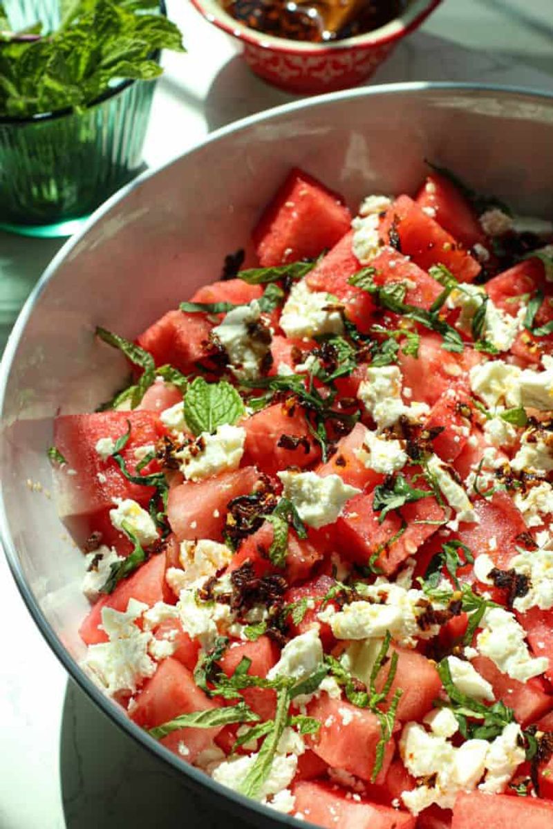 Watermelon and Feta Salad with Chili Flakes