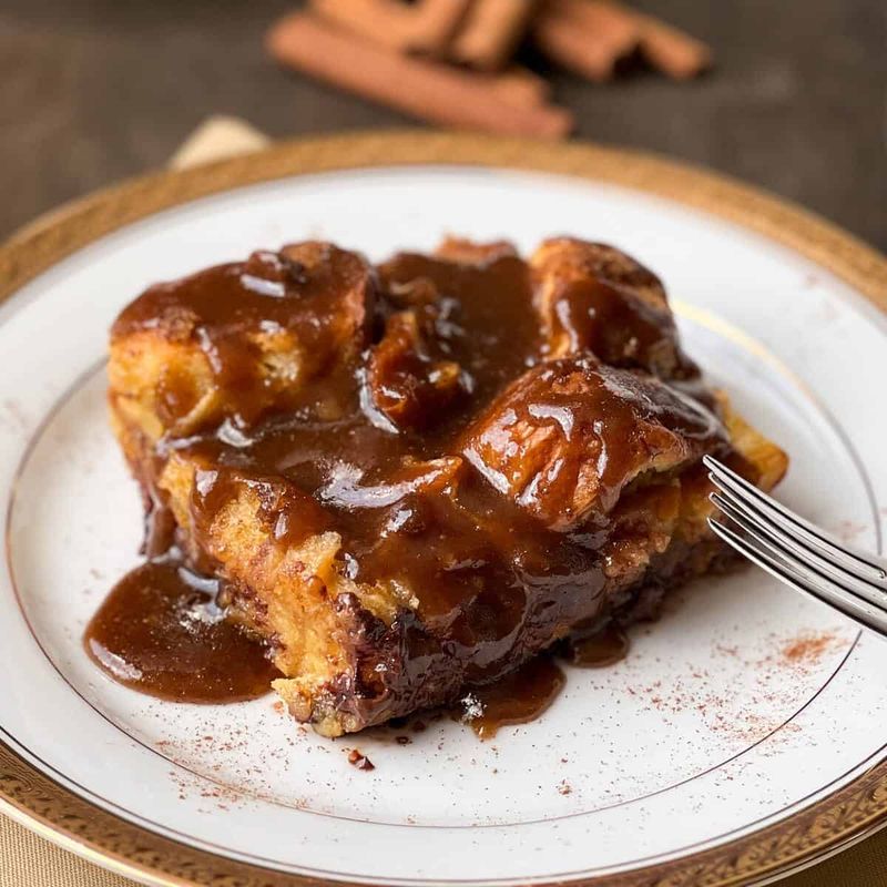 Salted Caramel Bread Pudding with Whiskey Drizzle