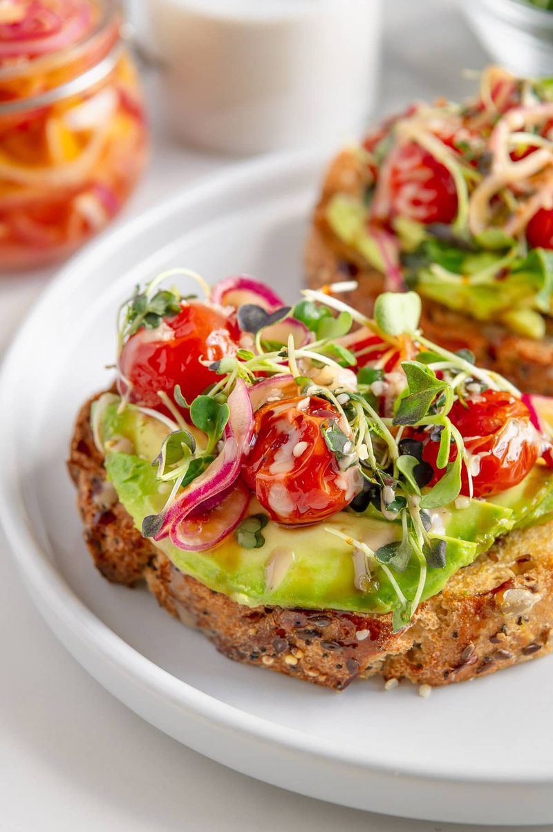 Savory Avocado Toast With Roasted Cherry Tomatoes
