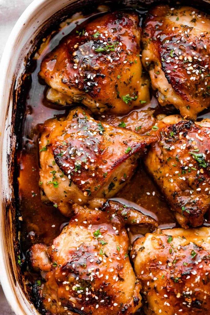 Sticky Honey Garlic Chicken Thighs