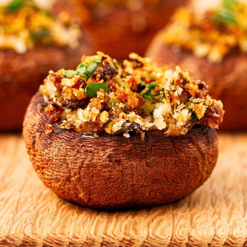 Crispy Parmesan Stuffed Mushrooms