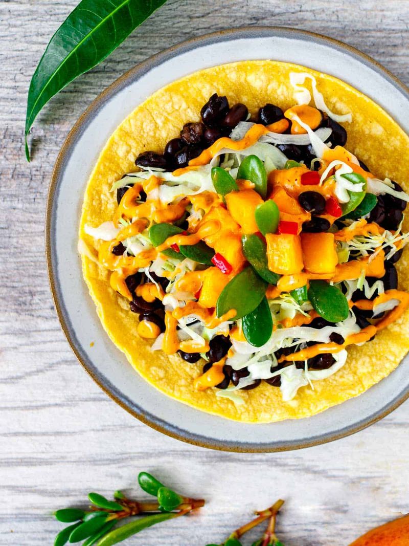 Smoky Black Bean Tacos with Mango Salsa