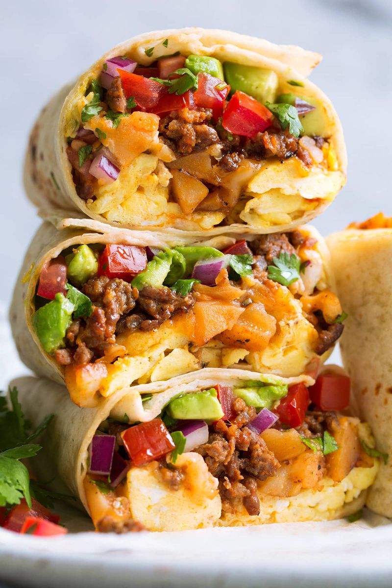 Breakfast Burritos with Scrambled Eggs and Salsa