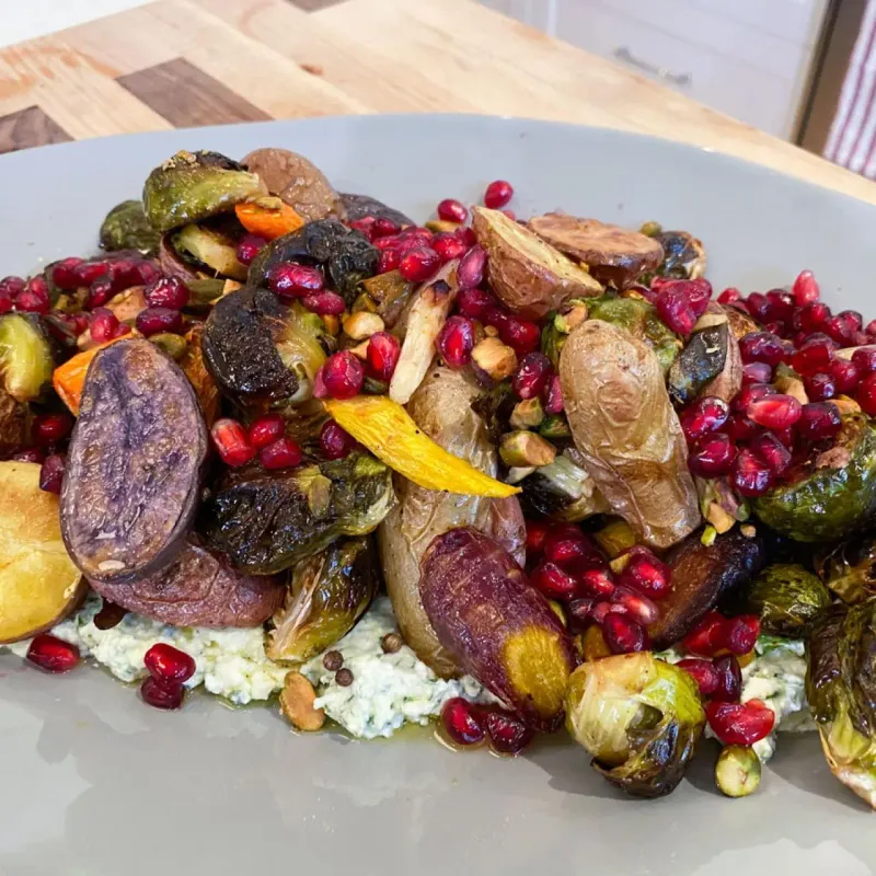 Dress a Warm Salad With Pomegranate and Pistachios