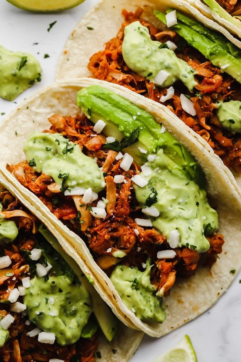 Jackfruit Tacos with Avocado Crema