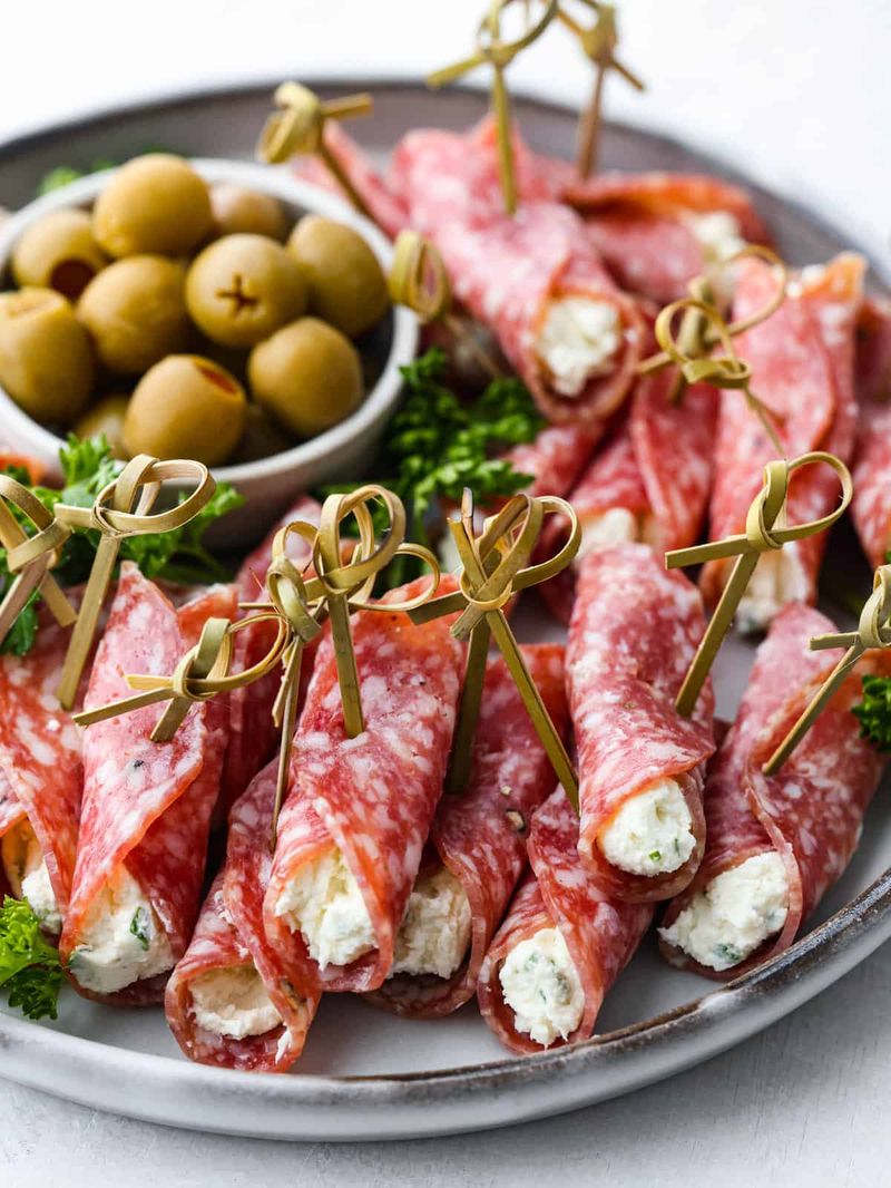 Salami and Cream Cheese Roll-Ups