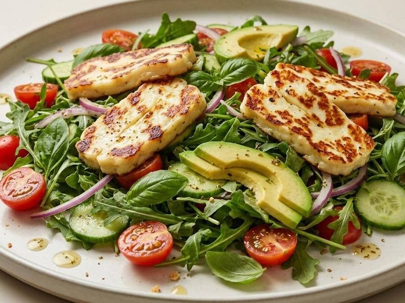 Greek Salad with Grilled Halloumi