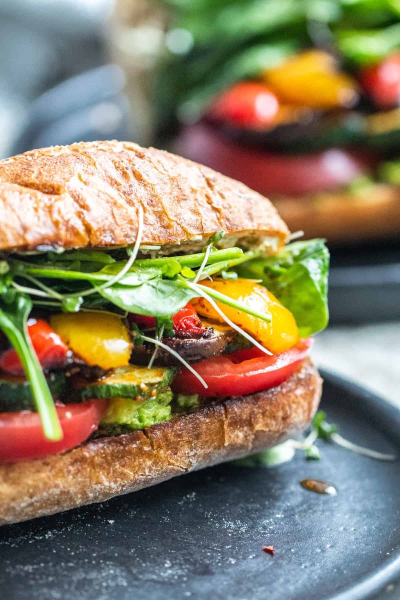 Roasted Veggie and Goat Cheese Sandwich
