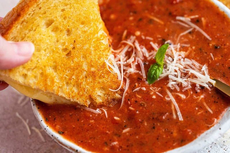 Creamy Tomato Soup with Grilled Cheese