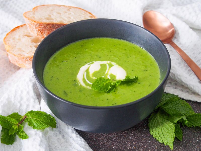 Pea and Mint Soup with Creme Fraiche
