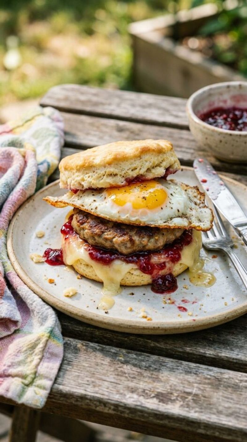Raspberry Jam Spread on a Sausage