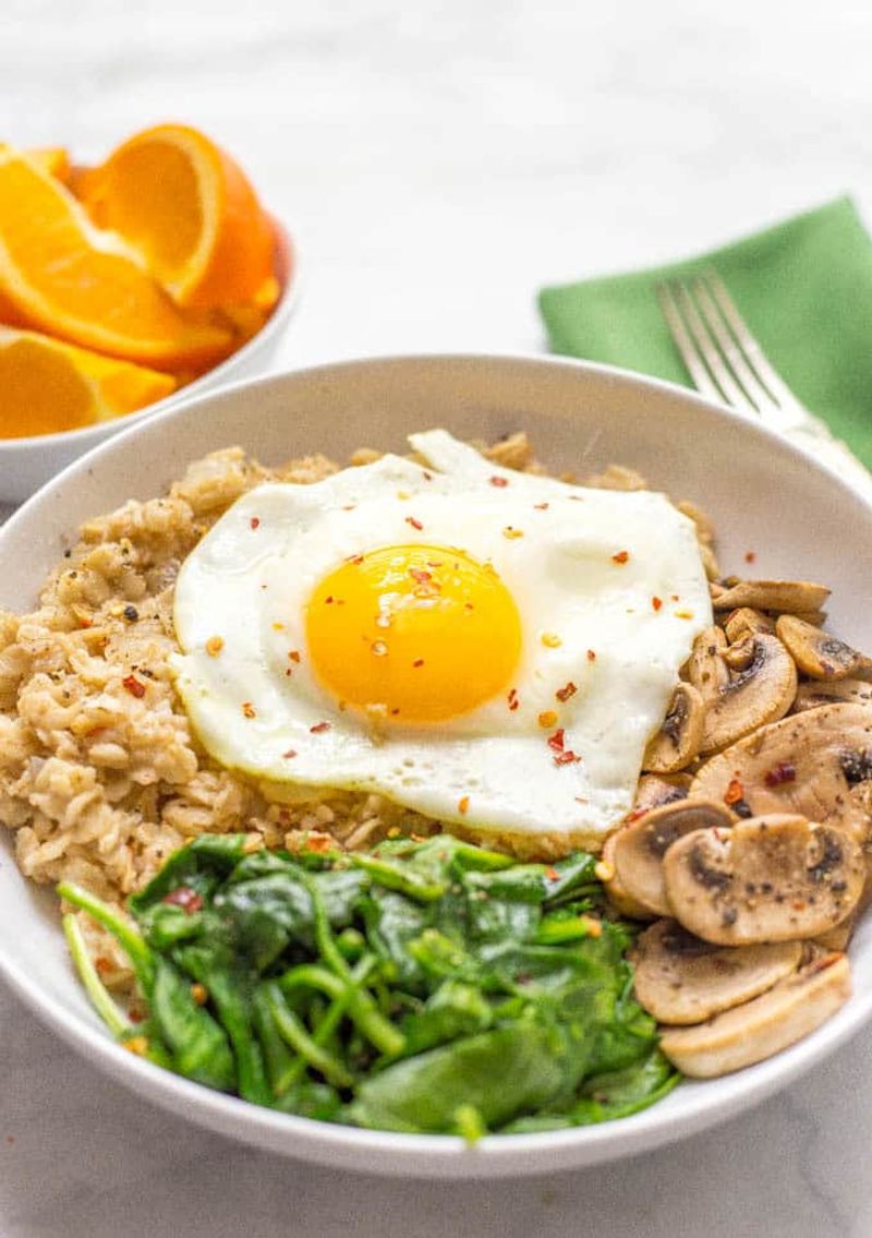 Fried Egg on Oatmeal