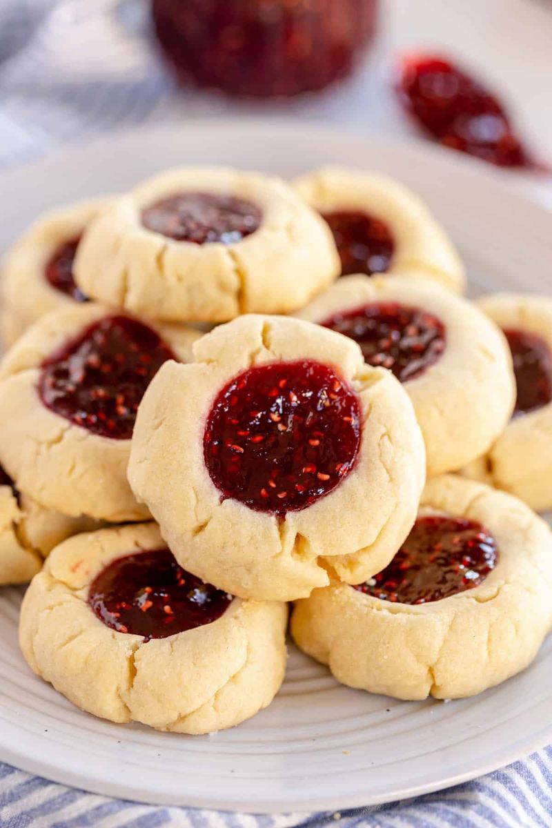 Raspberry Jam Thumbprint Cookies