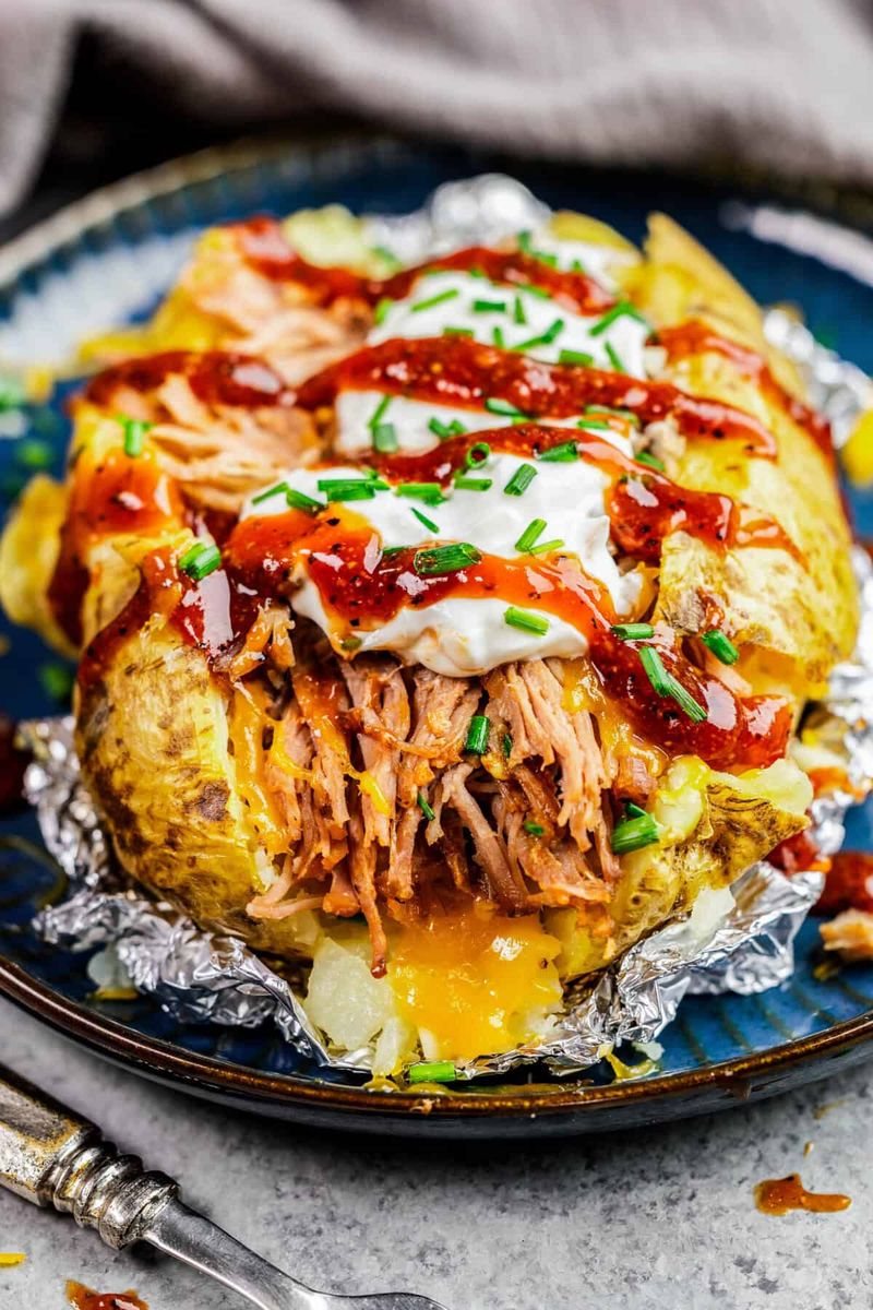 BBQ Pulled Pork Stuffed Baked Potatoes