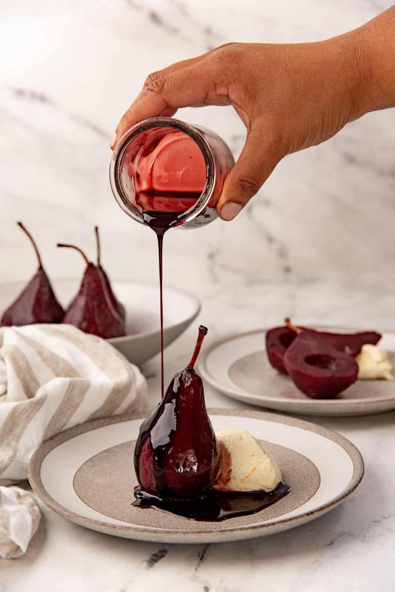 Poached Pears in Spiced Wine