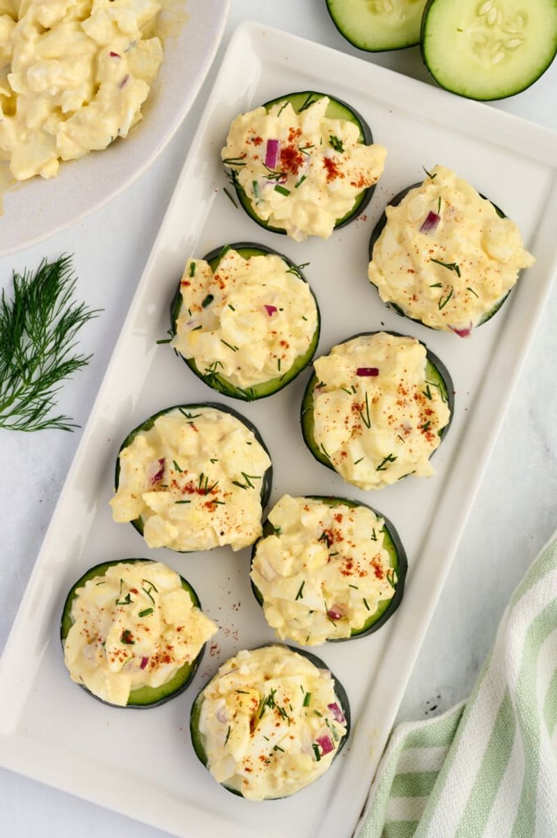Egg Salad on Cucumber Slices