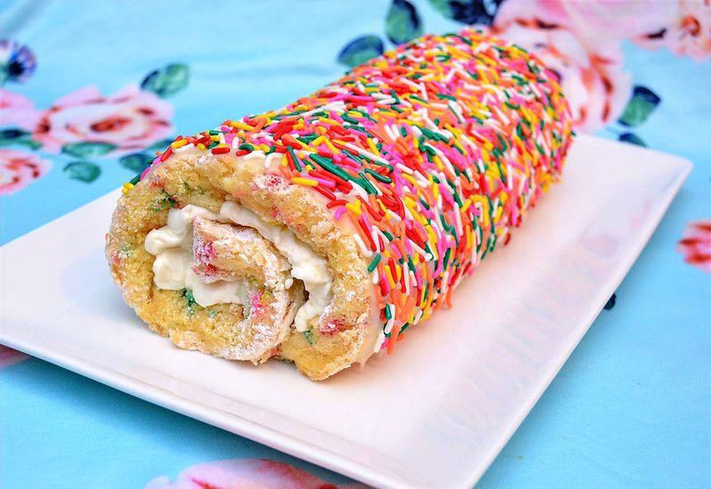 Rainbow Funfetti Cake Roll
