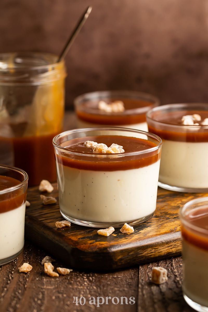 Vanilla Bean Pots de Creme with a Caramel Drizzle