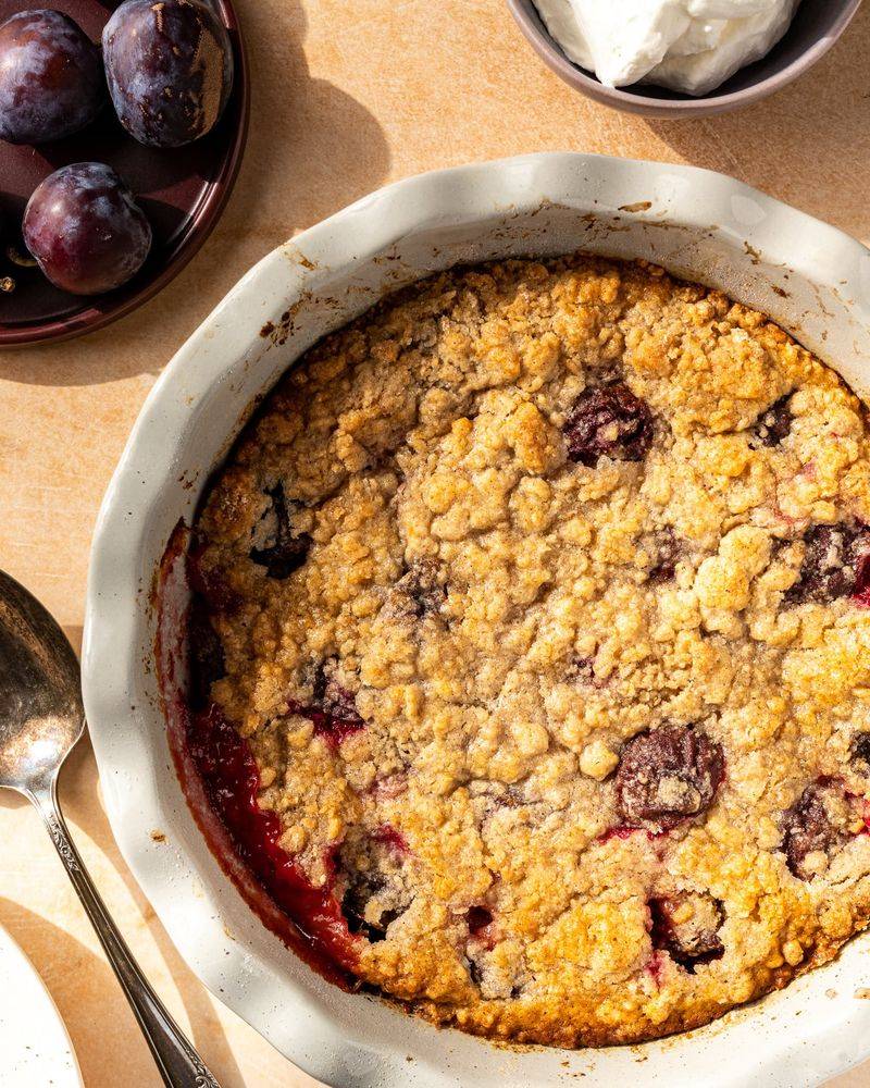 Plum and Cinnamon Crumble