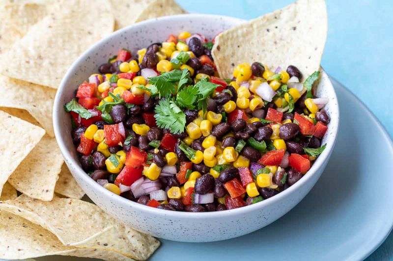 Corn and Black Bean Salsa with Chips