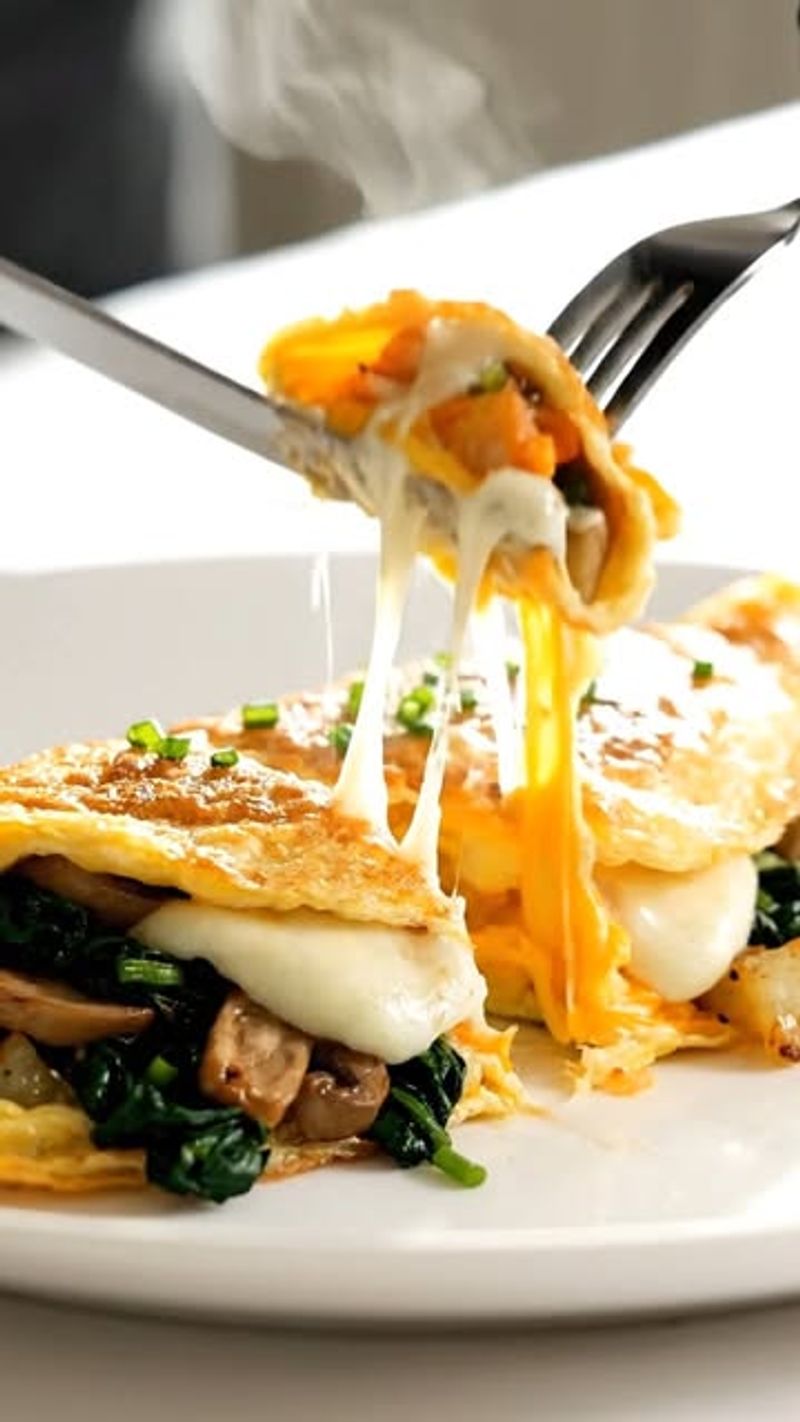 Omelette Loaded With Cheese and Leftover Fillings