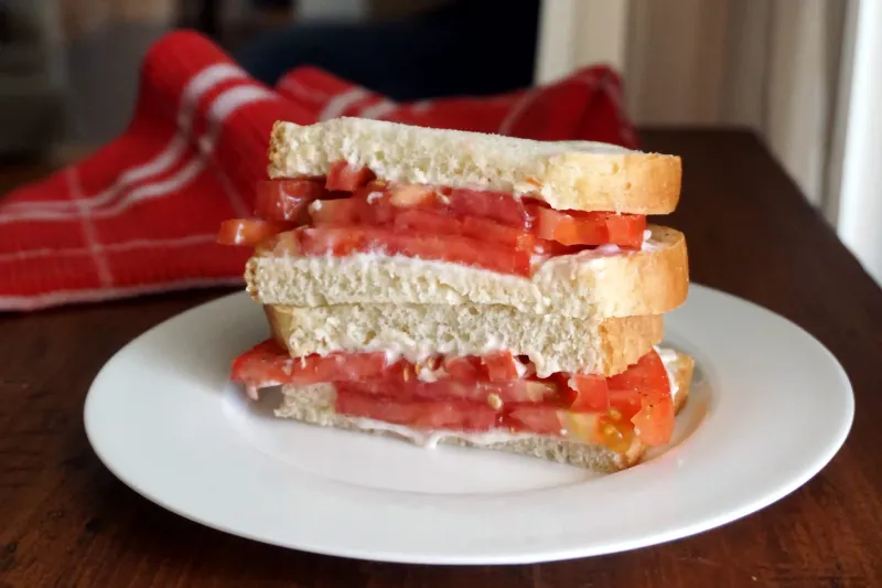 Mayonnaise and Tomato Sandwich