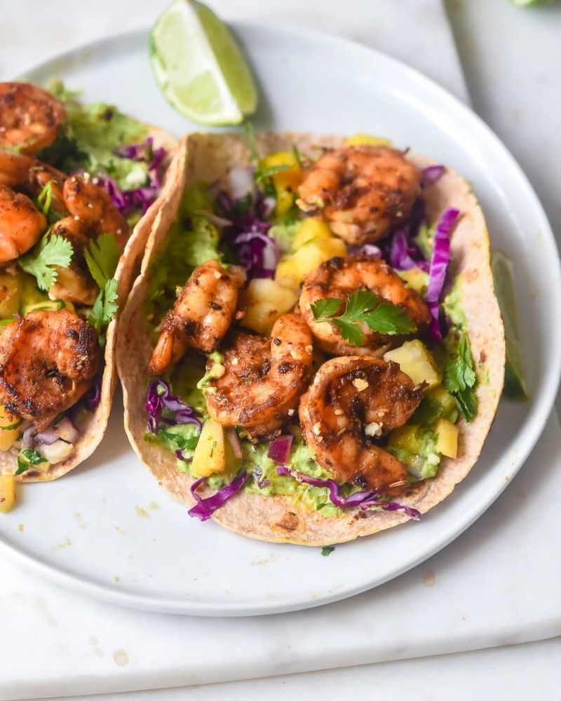 Shrimp Tacos with Mango Slaw and Chipotle Aioli