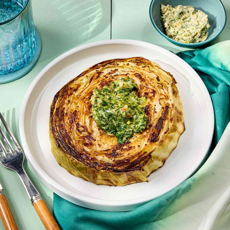 Pan-Fried Cabbage Steaks with Herb Butter