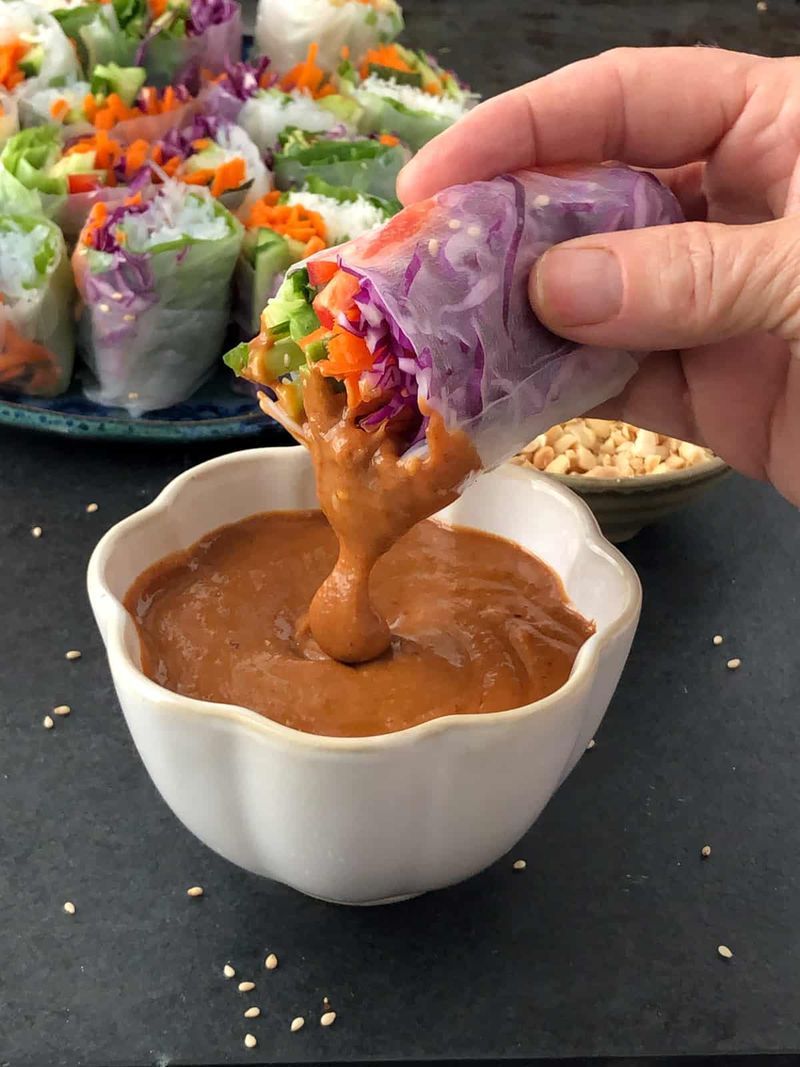 Cabbage Wraps with Peanut Sauce